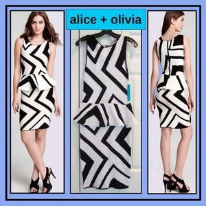 Alice + Olivia NWT Monaco Zig-Zag Crochet Peplum Dress XS